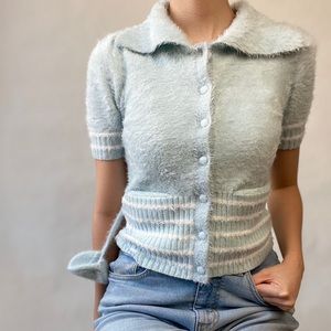 House of Sunny winona knit sky blue cropped top sz Us 4